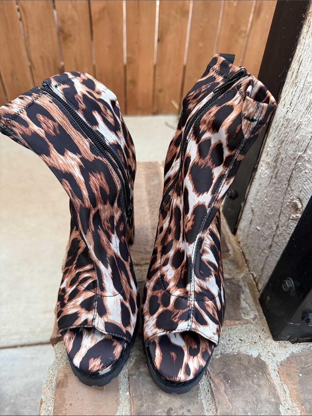 Montclair  Leopard Print Peep Toe Boots